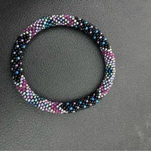 Sashka Beaded Bracelet in Purple and Black